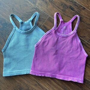 Free People Movement Happiness Runs Crop Tank in Pink and Grey SIZE XS/S